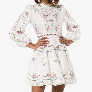 Zimmermann Linen Allia Floral Print White Mini Dress